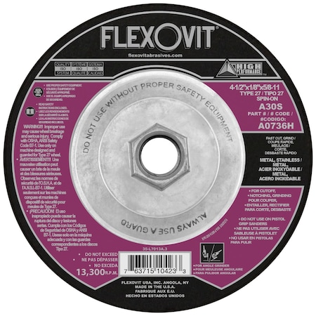 Flexovit DEPRESSED CENTER COMBINATION WHEEL A0736H